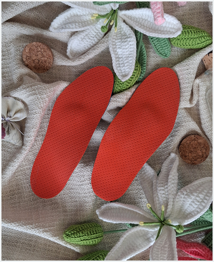 Semelles orthopédiques à motif uni rouge