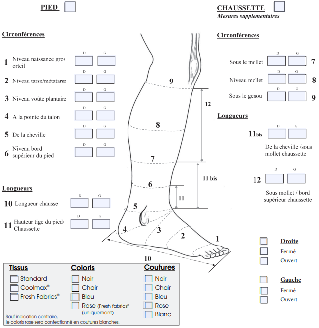 extrait fiche de mesure chaussettes