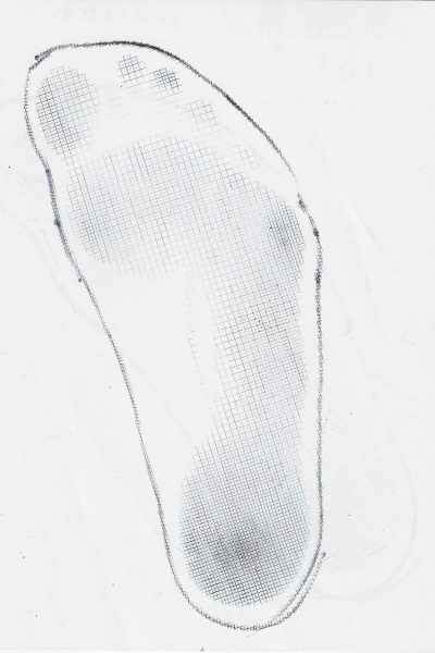 Empreinte de la face plantaire du pied réalisée à l'encre